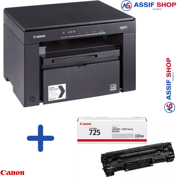 Imprimante Multifonction Laser Monochrome Canon i-SENSYS MF3010+Toner 725 Original (5252B004AB)