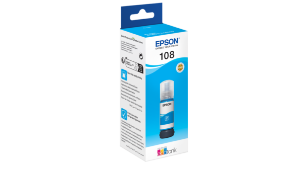 Epson 108 Cyan – Bouteille d’encre Epson EcoTank original (C13T09C24A)