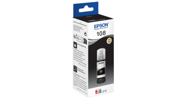 Epson 108 Noir Bouteille d’encre Epson EcoTank original (C13T09C14A)