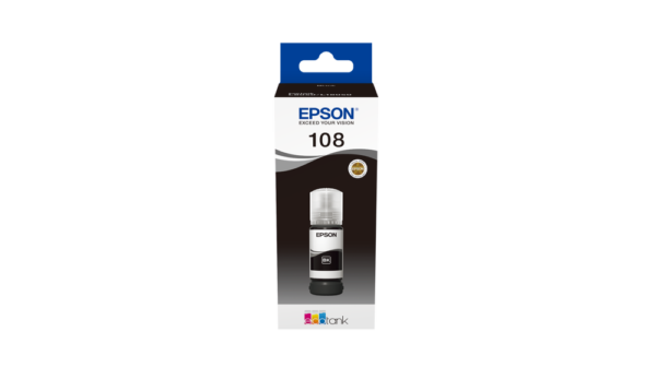 Epson 108 Noir – Bouteille d’encre Epson EcoTank original (C13T09C14A)