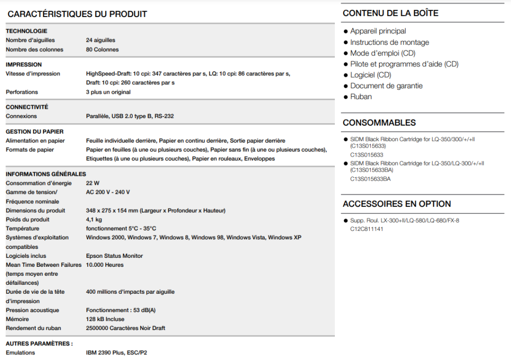 FICHE TECHNIQUE LQ-350